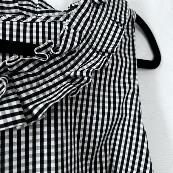 EUC Talbots Preppy Gingham Pleat Collar Shift Dress Black White size 14 Petite - Picture 9 of 14